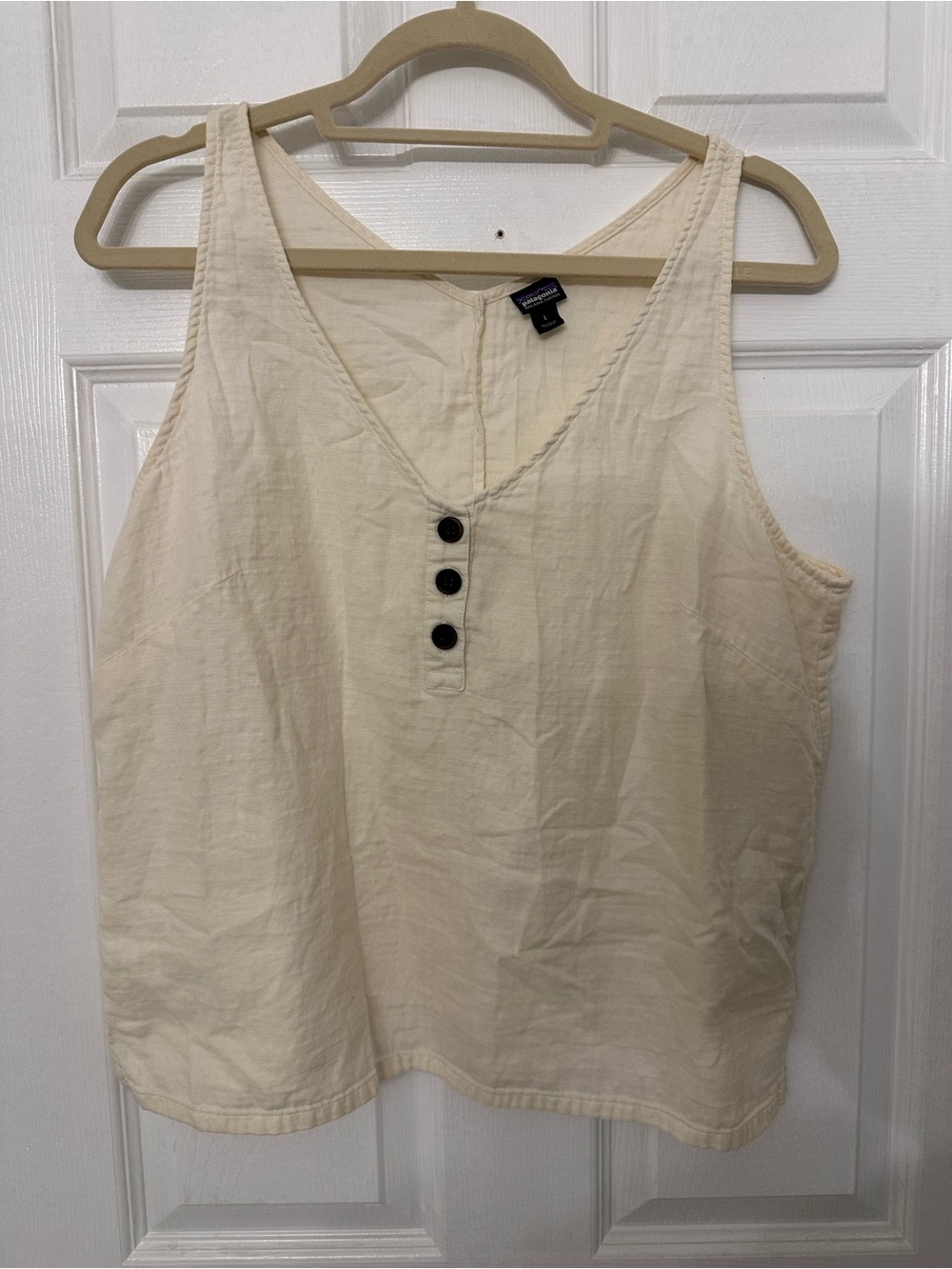 Patagonia Cream Cotton Button-Front Tank Top